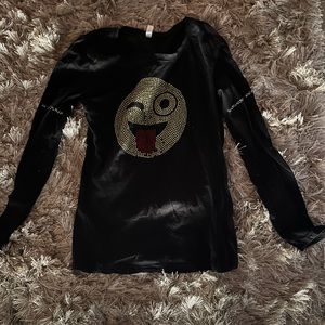 Size L Black Long Sleeves w/ Smiley Face